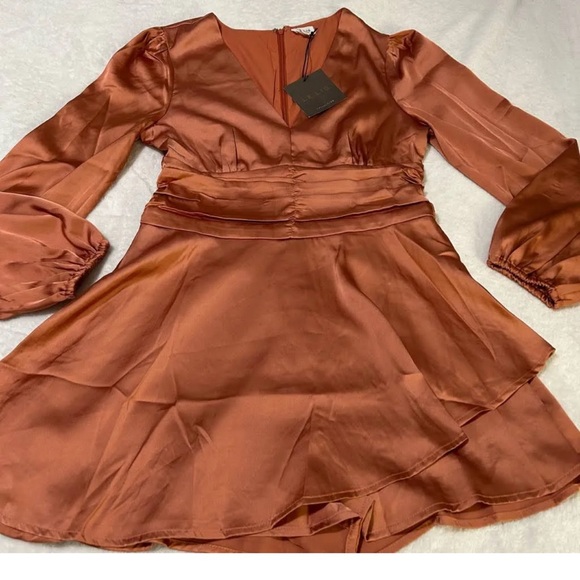 No flaws Here Satin Assymmetrical romper in Rust - Picture 9 of 10